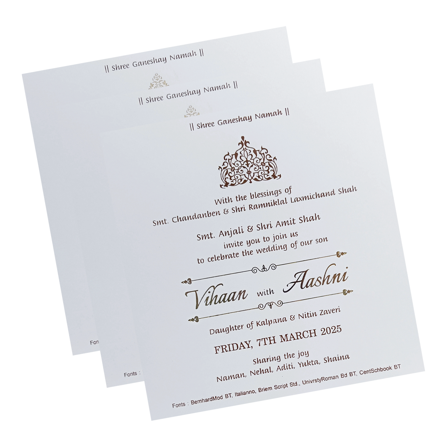 Brown Gold Padded Invitation-King of Cards