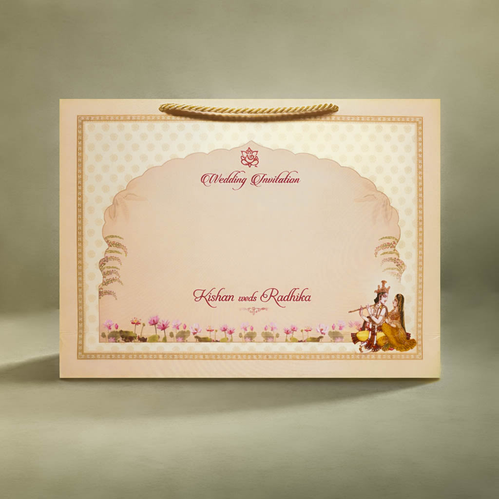 Pink Radha Krishna Wedding Invitation Box-KMMEX8340