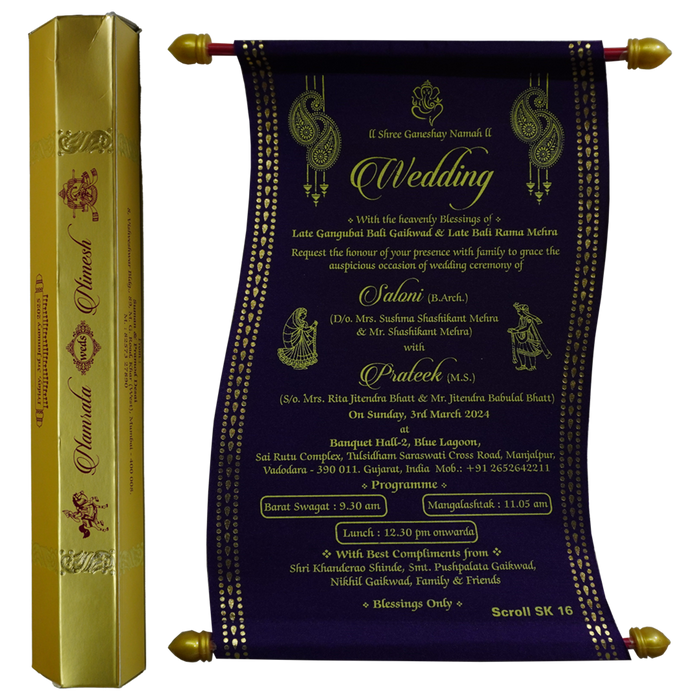 Violet Satin Scroll Card-King of Cards