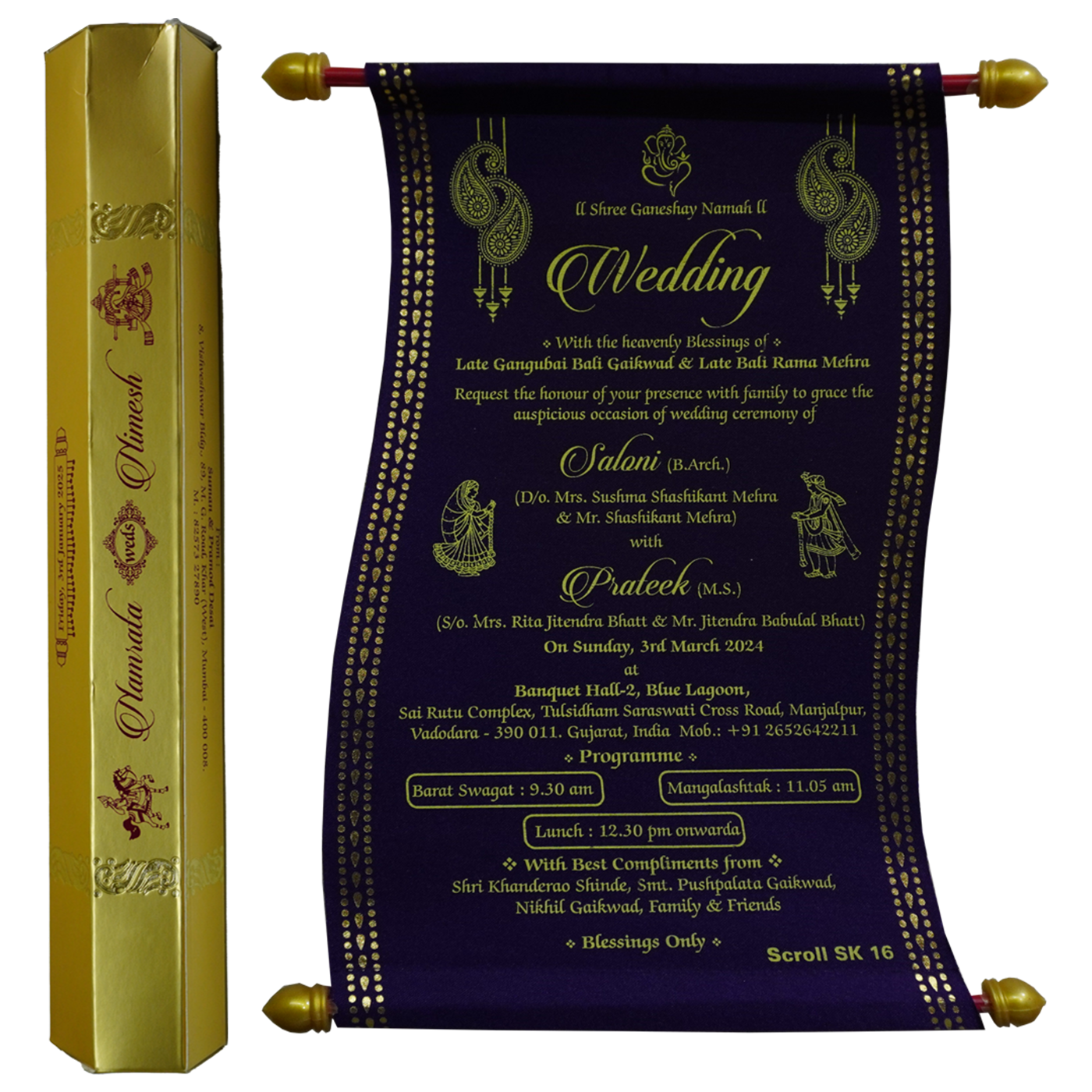 Violet Satin Scroll Card-King of Cards