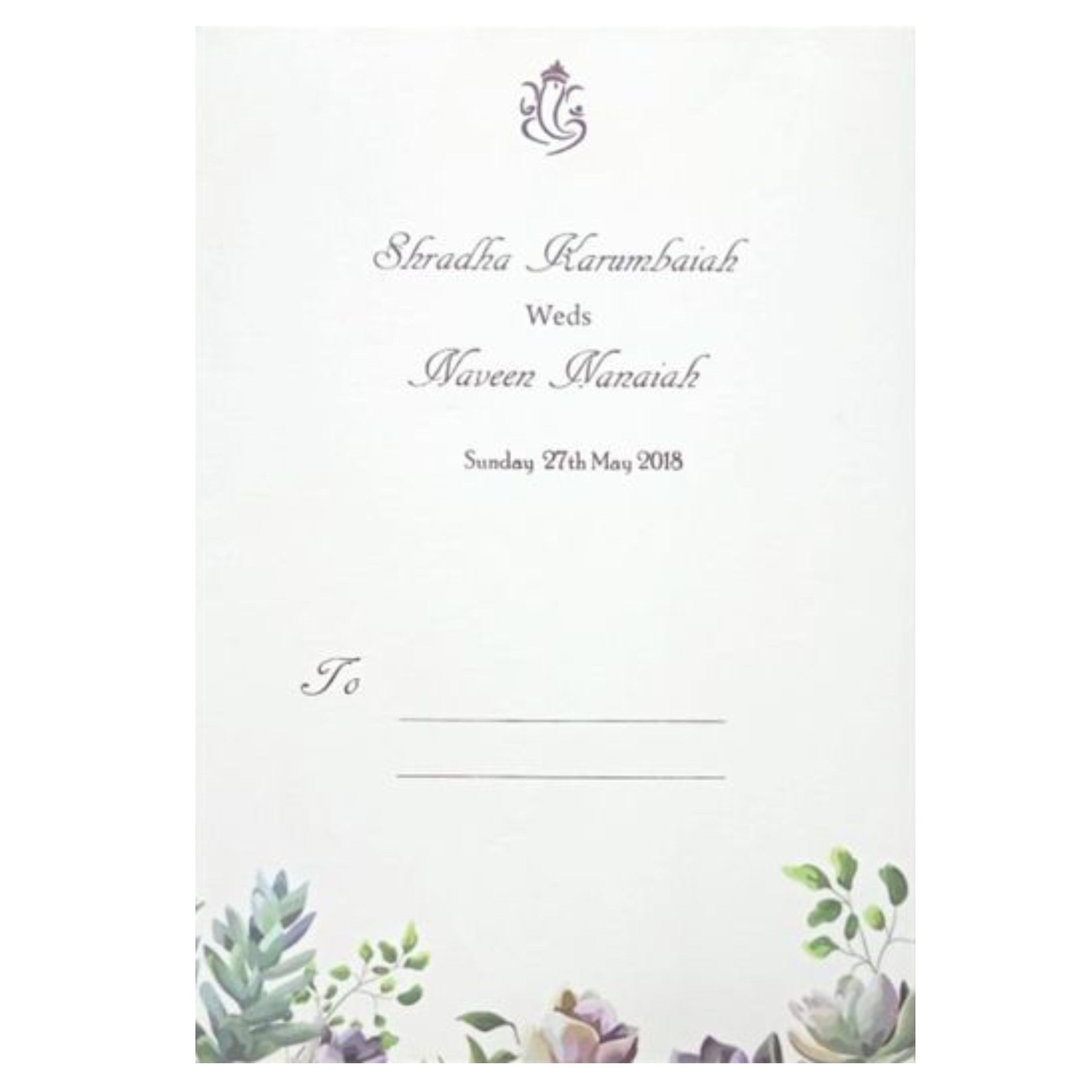 White floral theme single sheet wedding card-King of Cards