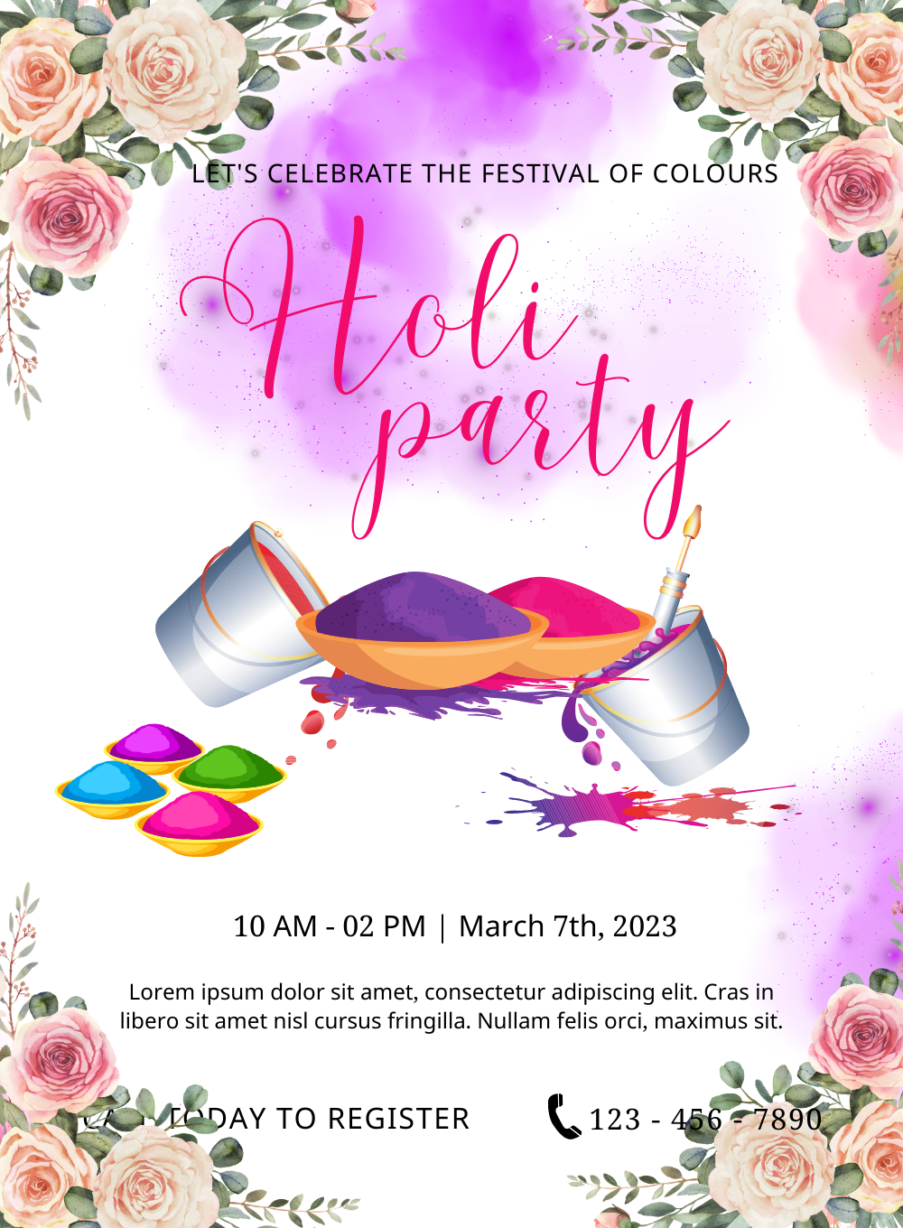 Color Bucket Holi Party Invitation-King of Cards
