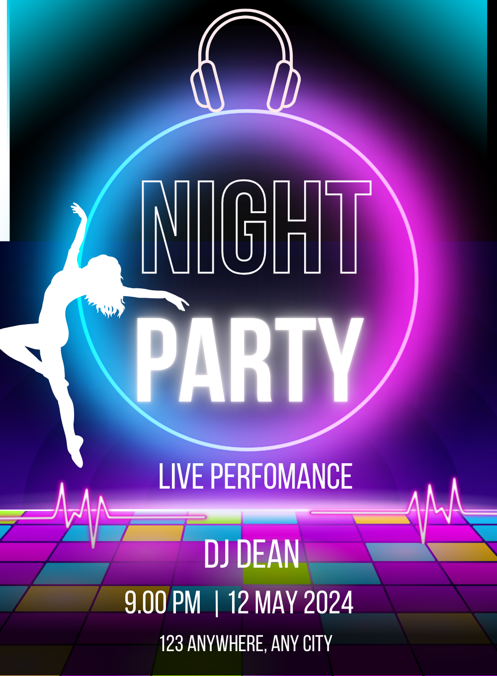 Colorful Disco Dance Party Invitation-AADPI023