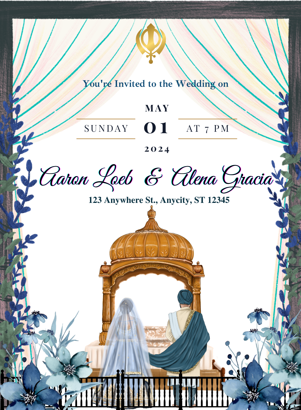 Crimson Celebration Punjabi Wedding Invitations-King of Cards