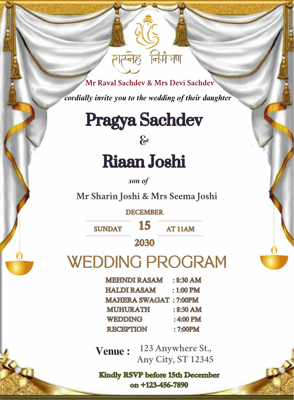 Crimson Elegance Lagna Patrika Invitations-King of Cards