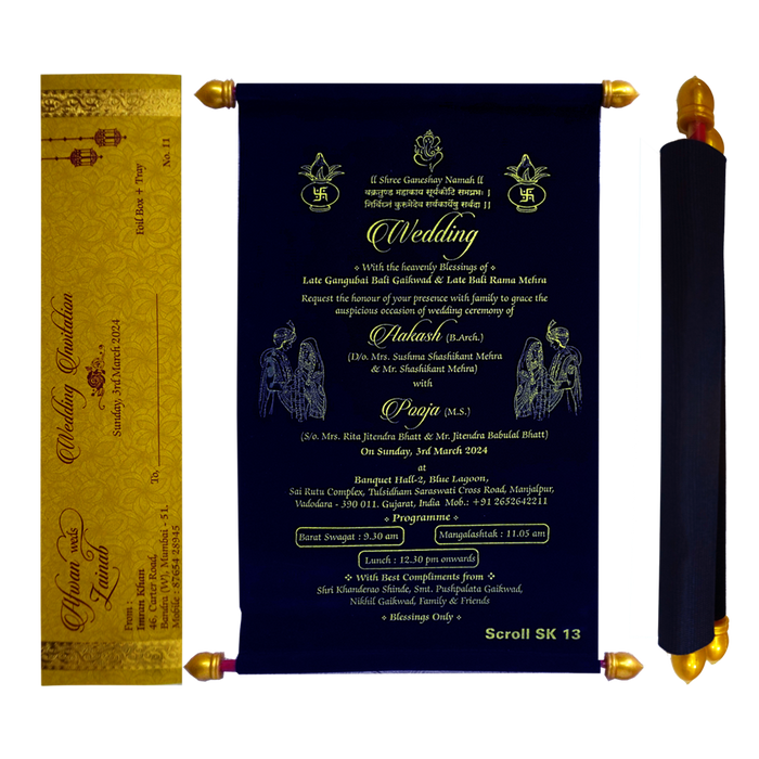 Dark Navy Blue Velvet Scroll Card-King of Cards