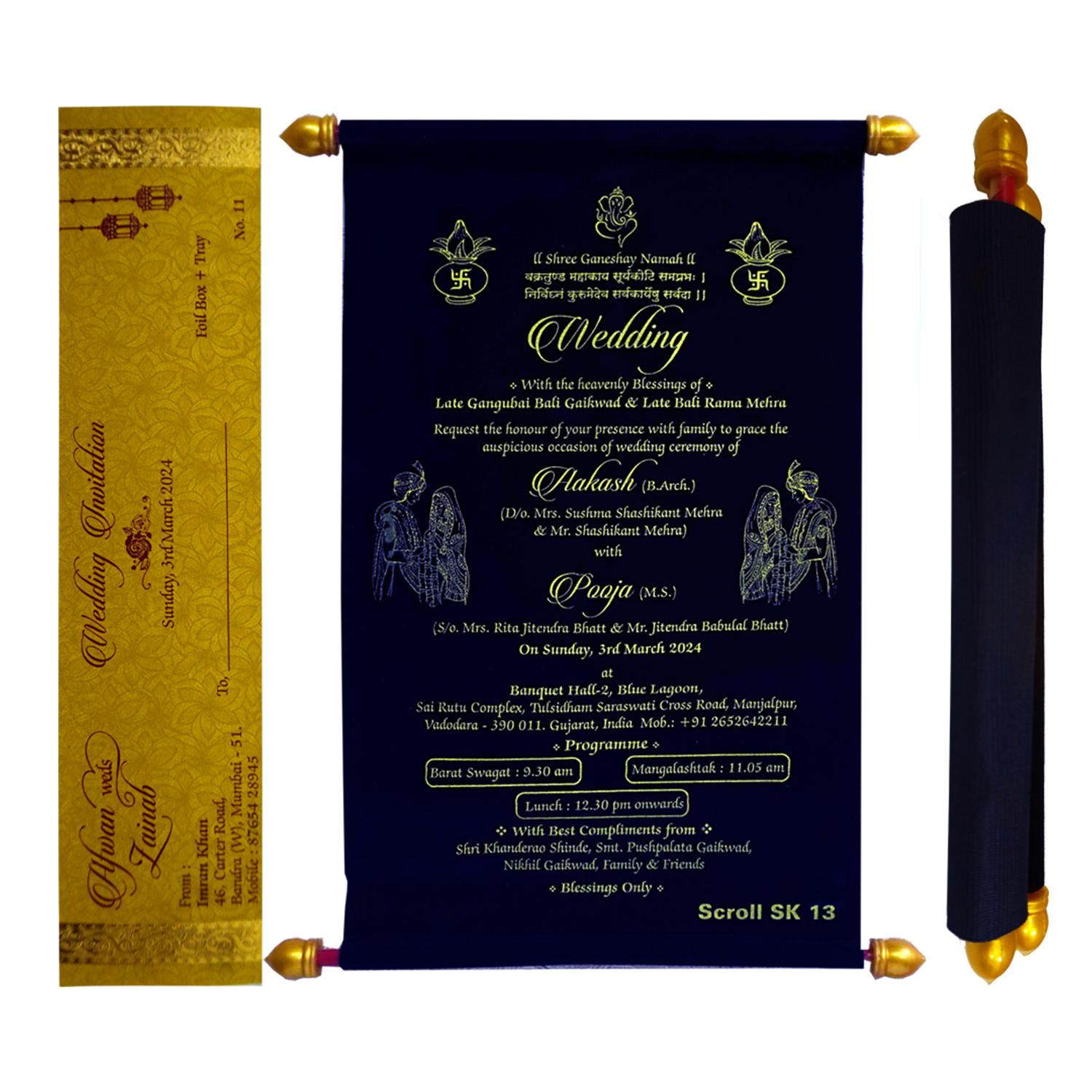 Dark Navy Blue Velvet Scroll Card-King of Cards