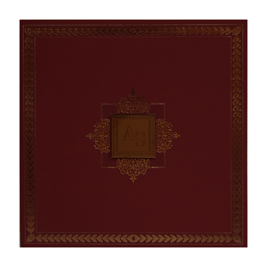 Maroon Copper Foil Wedding Card-KRC30501