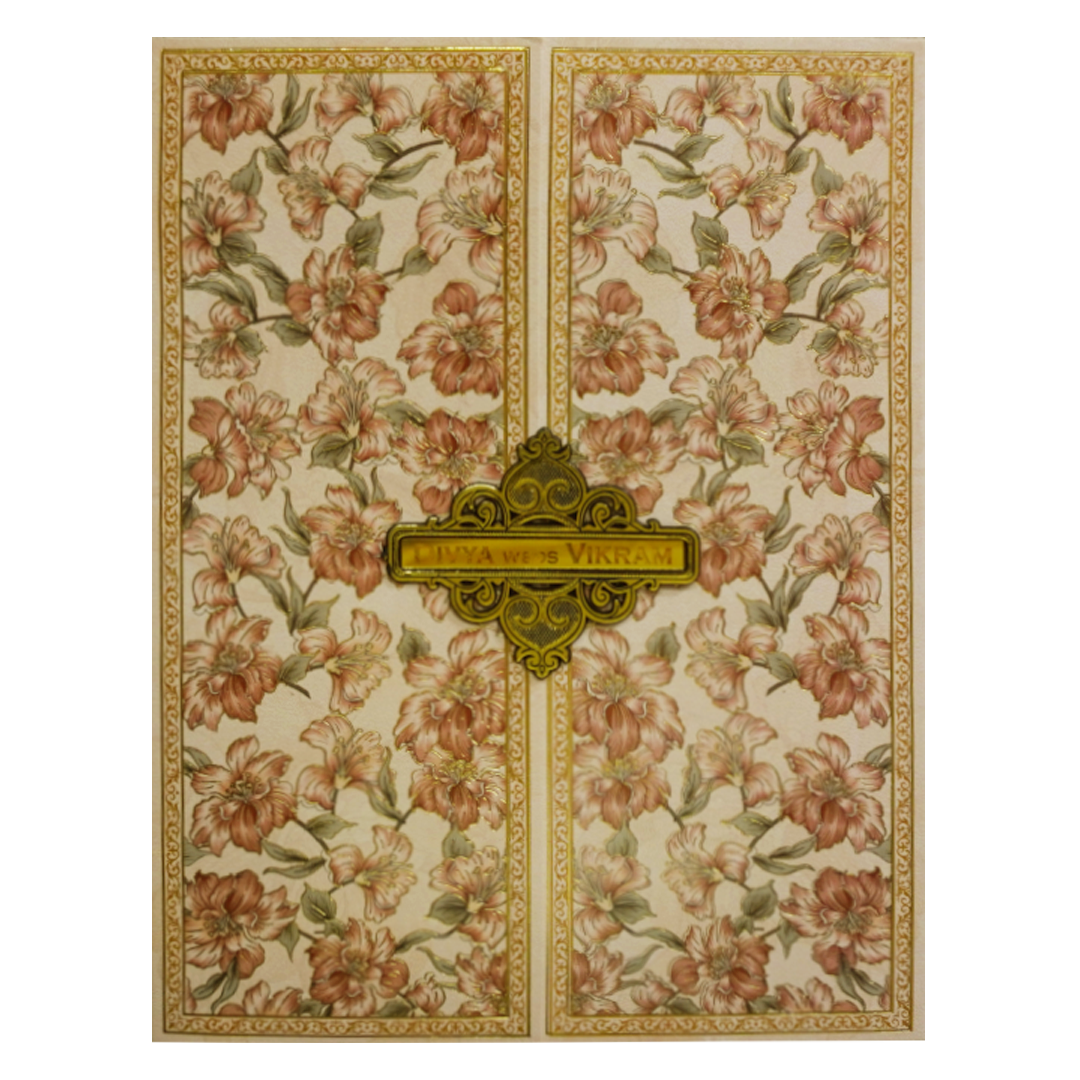 Coral Floral Wedding Card-KNKN6316