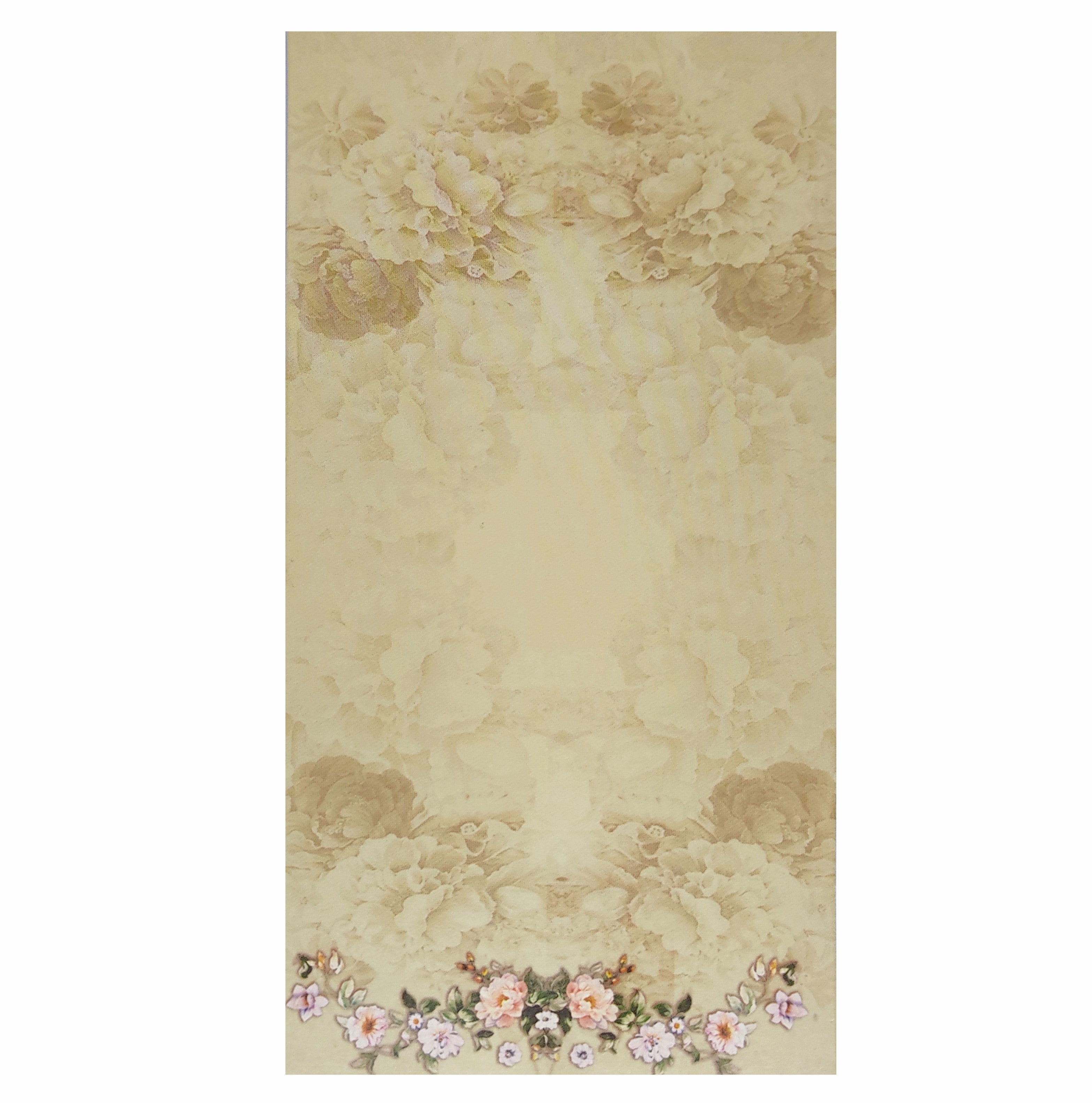 Light Gold Single Sheet Floral Wedding Card With Yellow Paper Cover-KNS9008GF