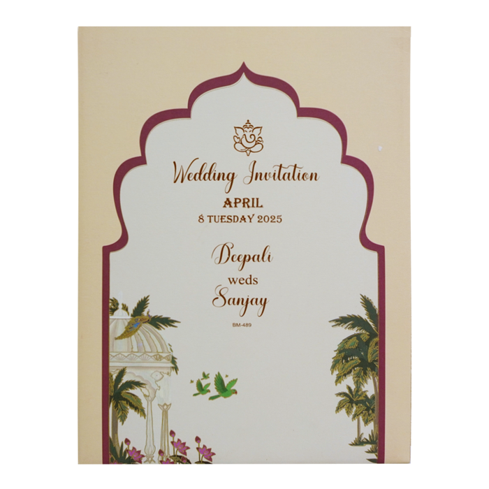Cream Pattern Design Wedding Invitation-King of Cards