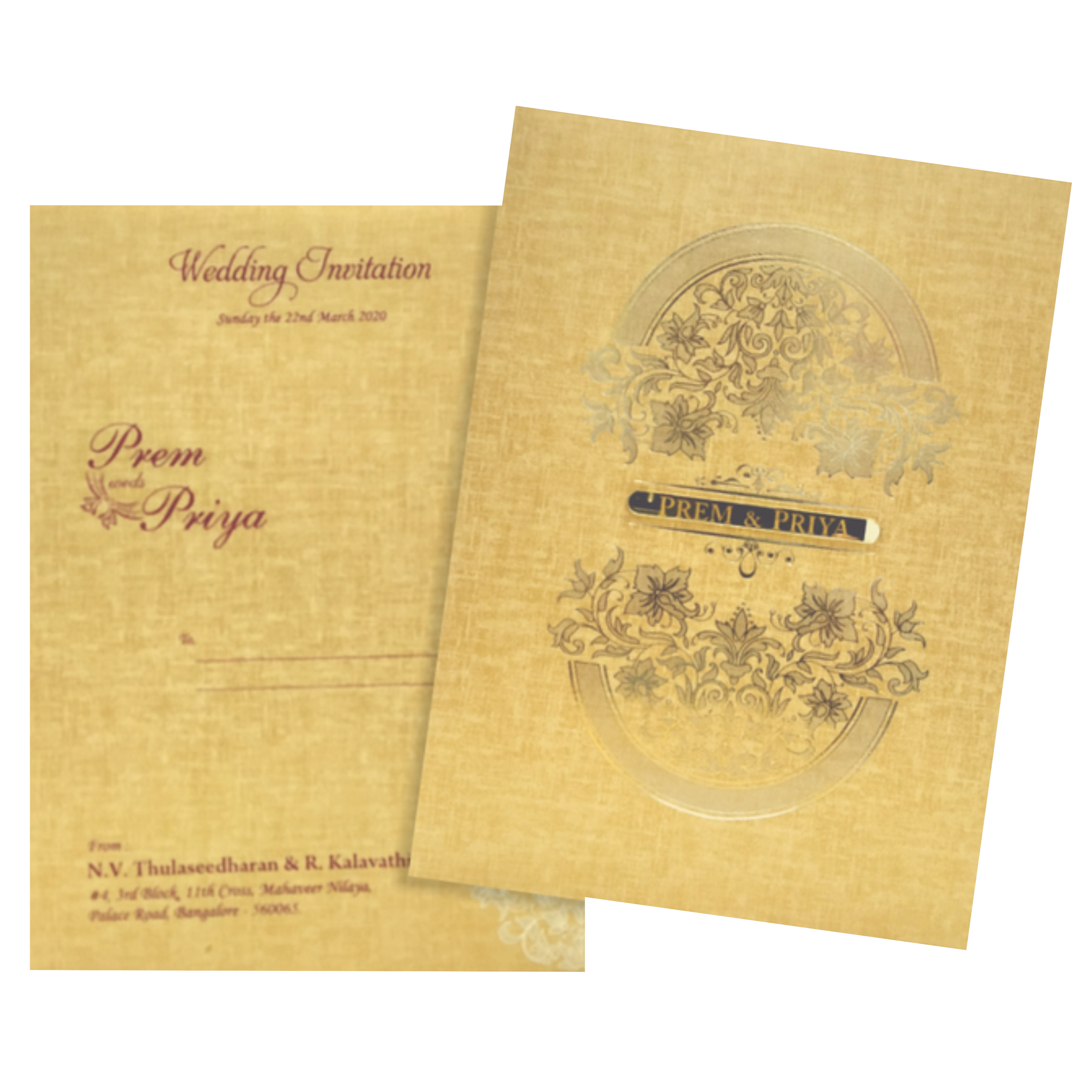 Brown Gold Premium Padded Stiff Board Invitation Card-KNPS9501N
