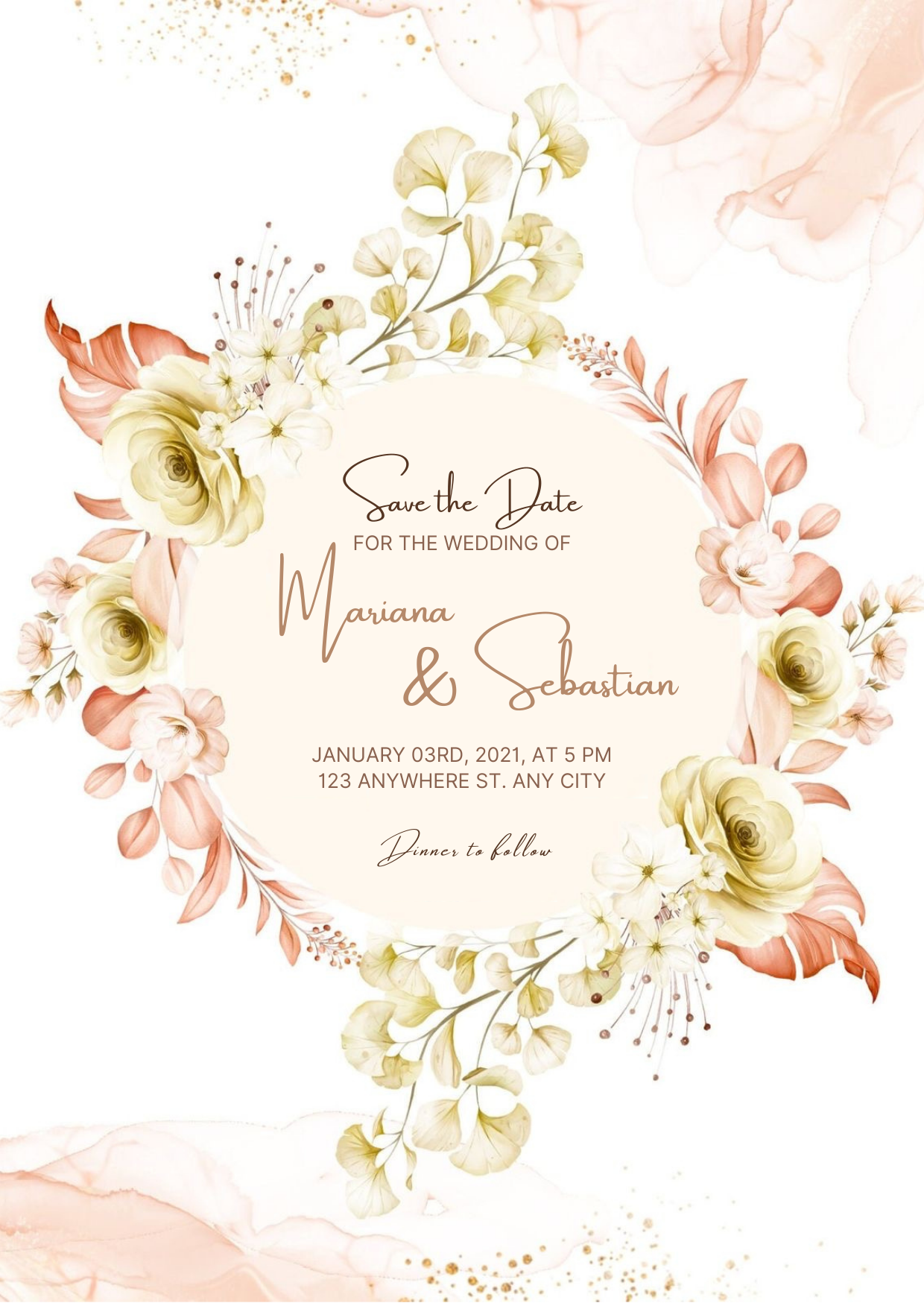 Pink Frame Christian Wedding Invitation-AACWI001