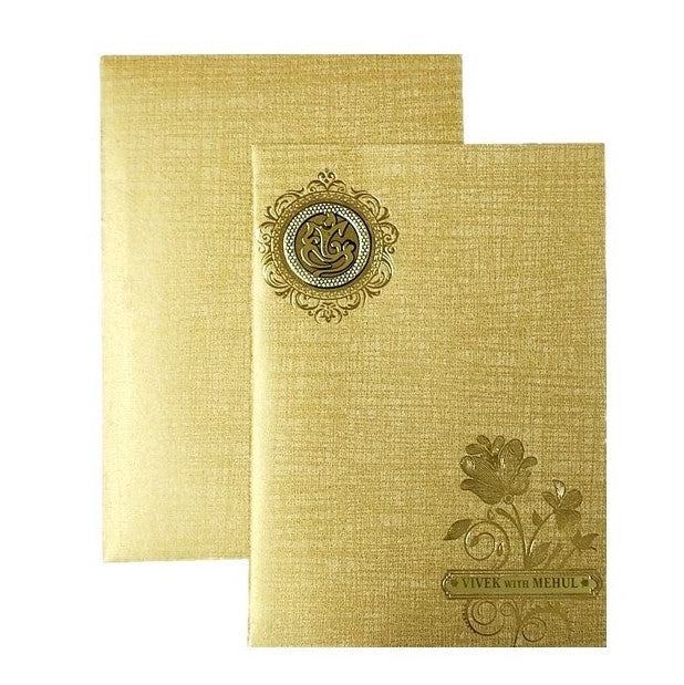 Brown Gold Floral Design With Ganesha Sticker And Name Plate-KNCM30NM