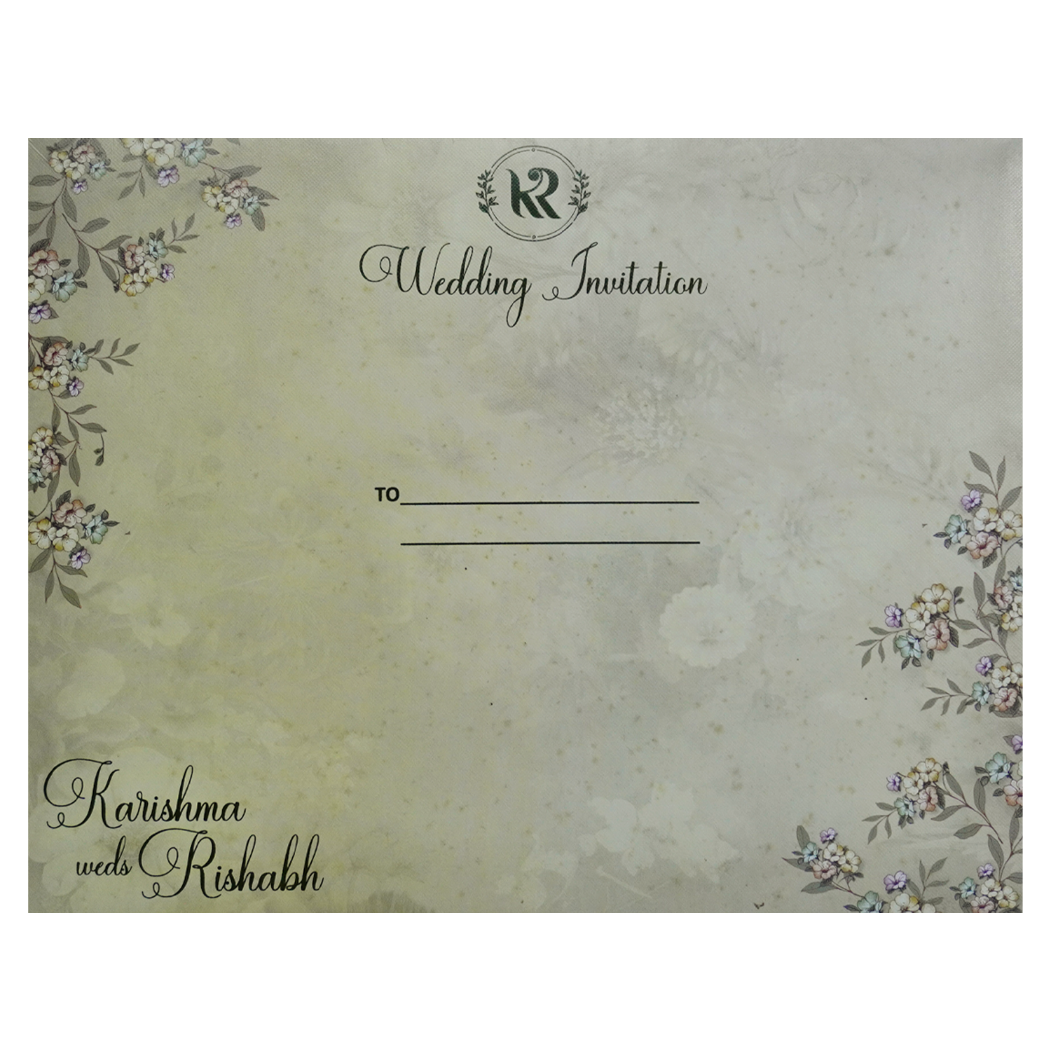 Matte Pastel Green Floral Invitation-KSI12200