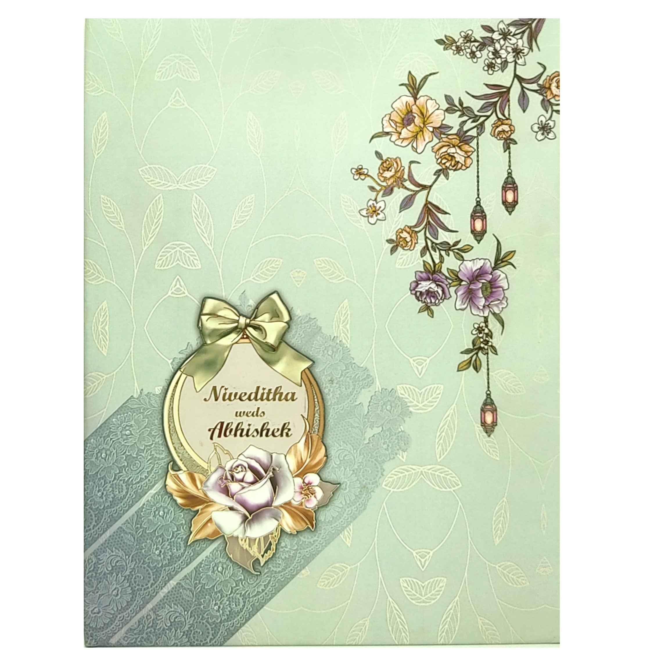 Light blue flower design scodix invitation card-KNPO02AB