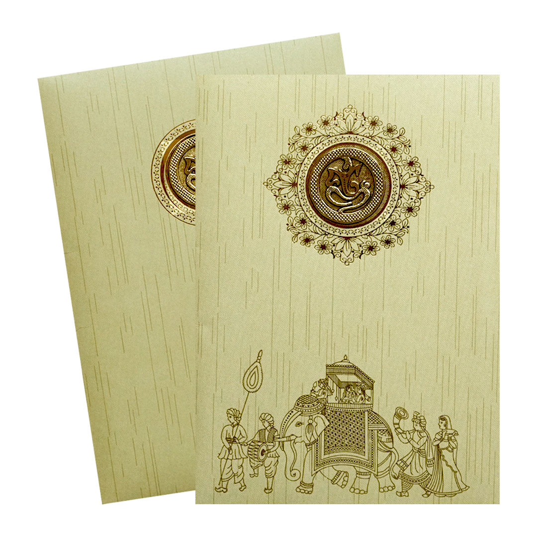 Pista Green Shiny Ganesha Wedding Card-KNKR039G