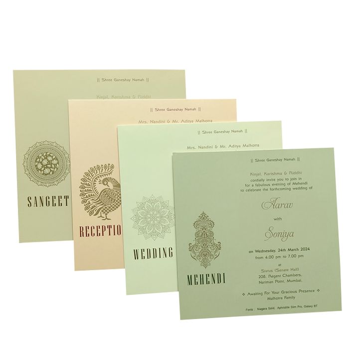 Green Floral Nameplate Padded Invitation Card-King of Cards