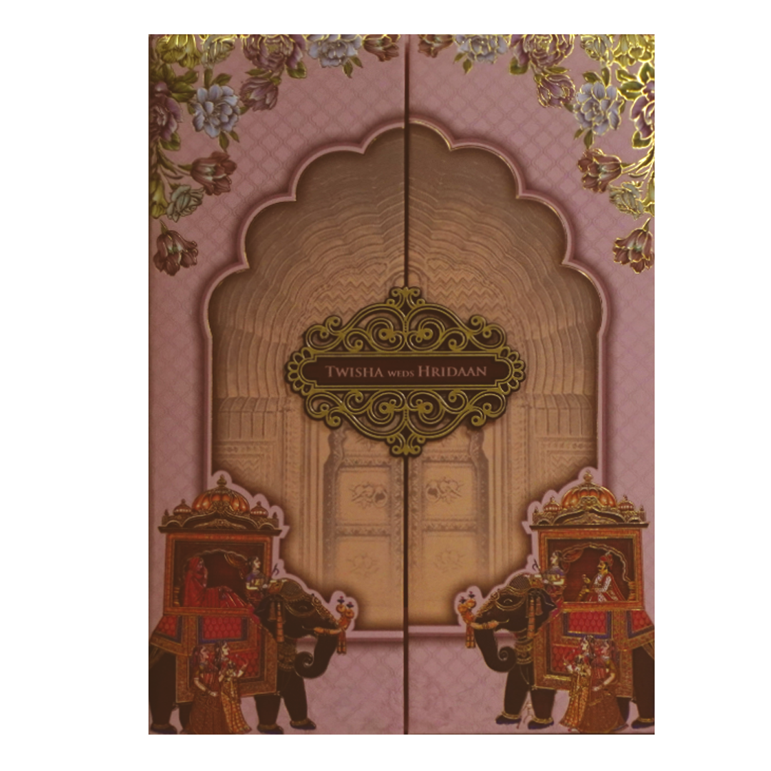 Peachy Pink Padded Wedding Card-King of Cards