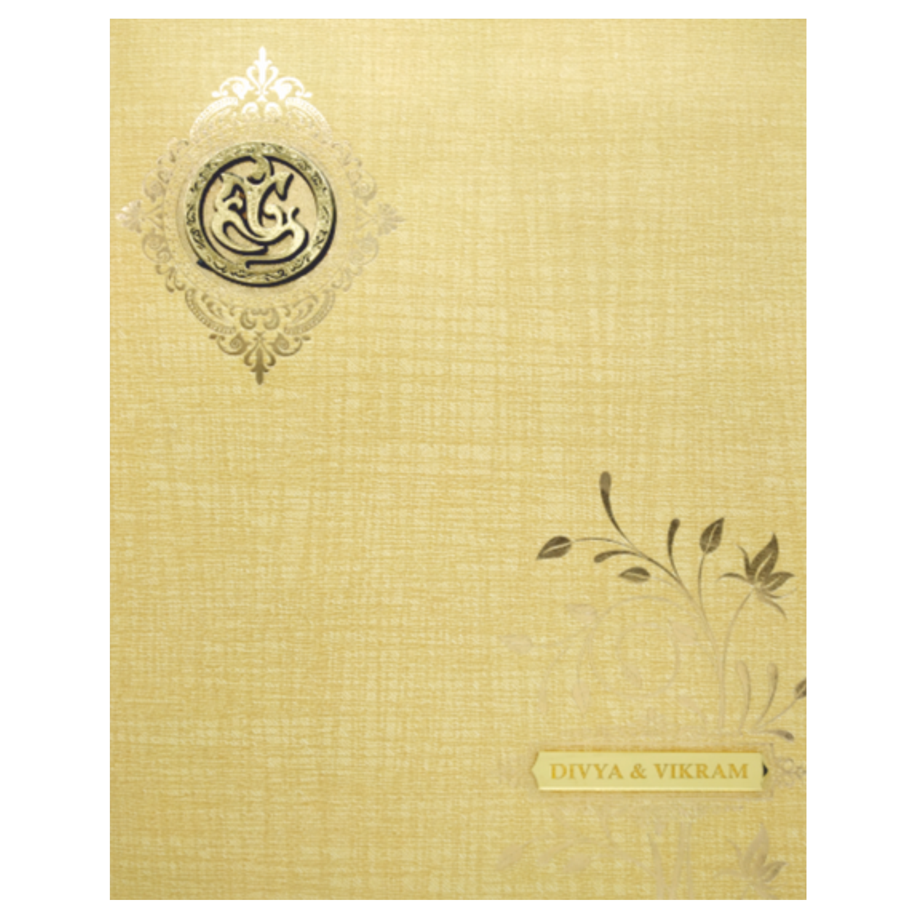 Brown Gold Jumbo Metallic Floral Print In Gold Foiling-KNK50260