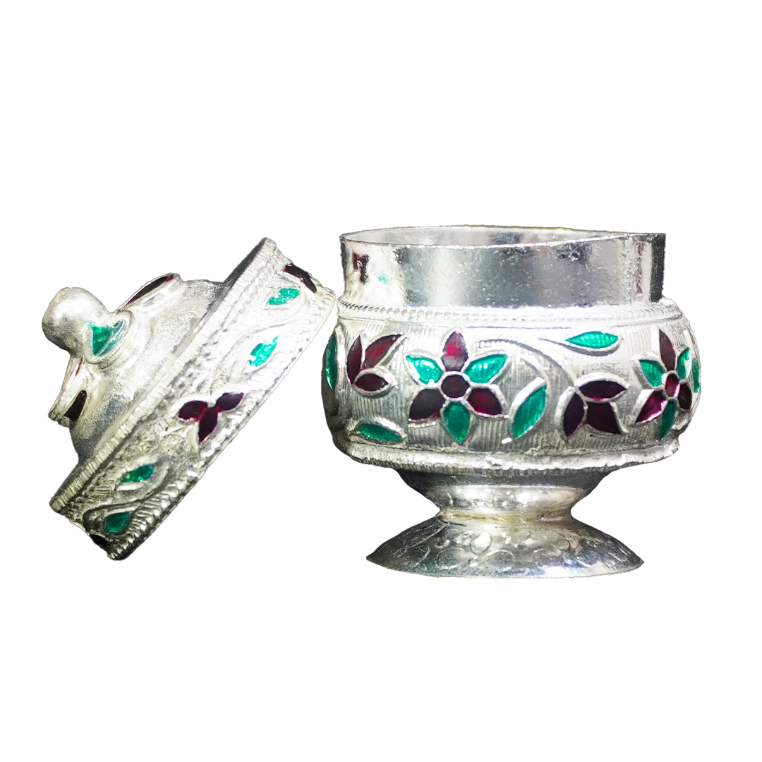 Antique Silver Kumkum Box-King of Cards