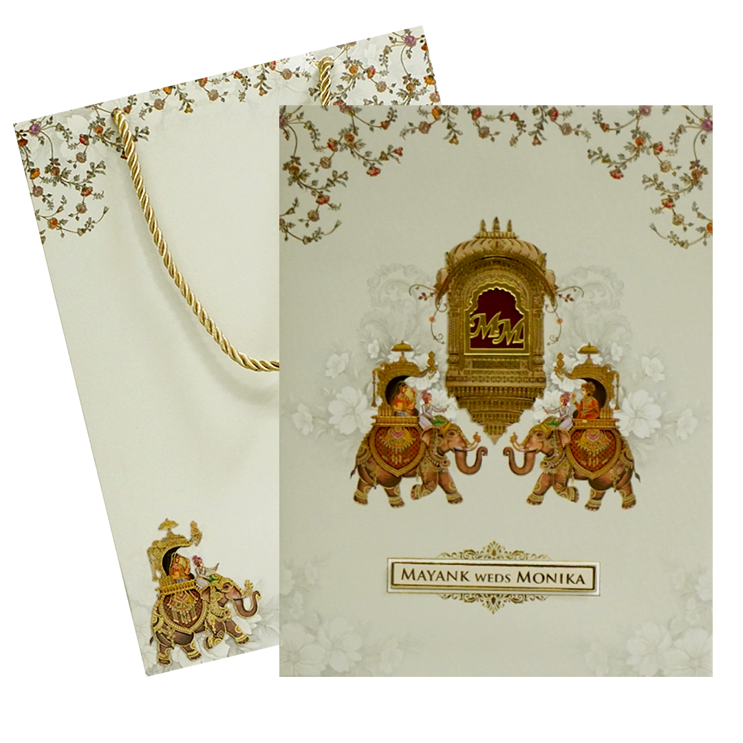 Beige Royal Wedding Box Invitation-KAC05940
