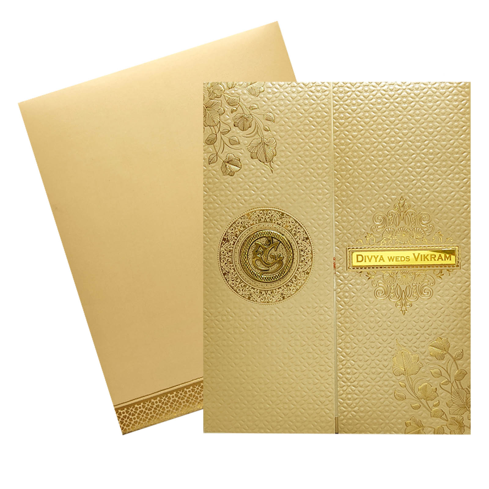 Peach Embossed Nameplate Invitation Card-KNL1301P