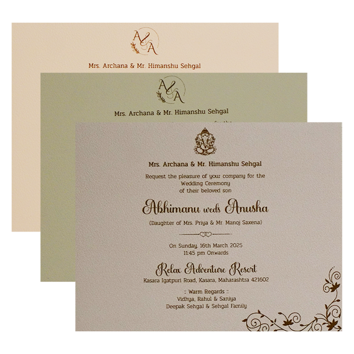 Cream Pink Floral Wedding Card-King of Cards