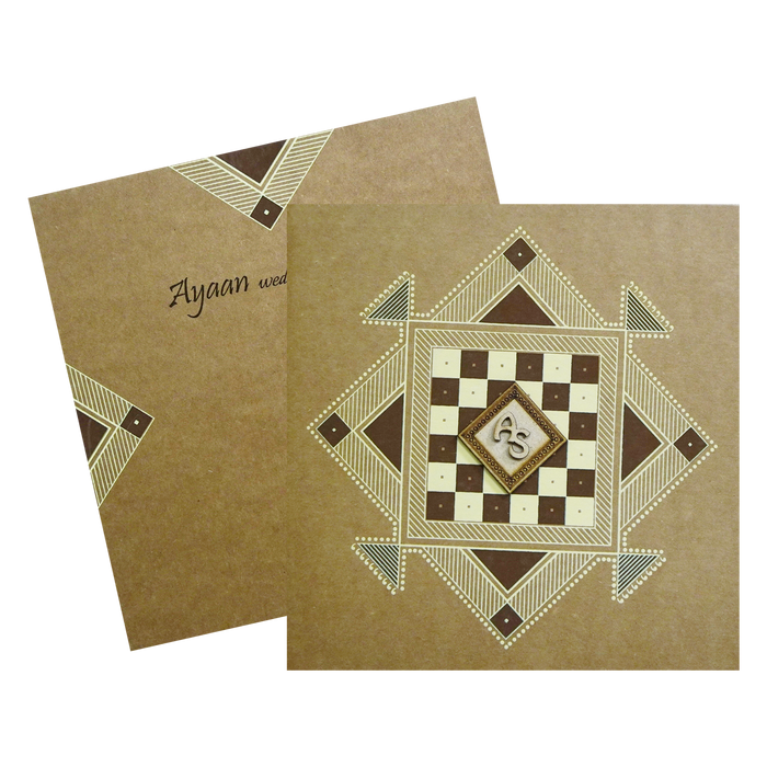 Brown Rangoli Wedding Card-King of Cards