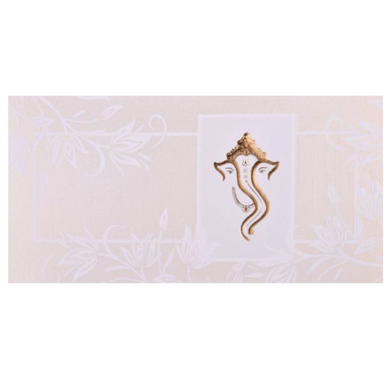 Classic Gold Foiling Ganesha With White Shading Wedding Card - KNKSB021