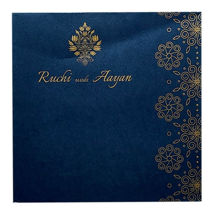 Dark Blue Gold Design Invitation-King of Cards