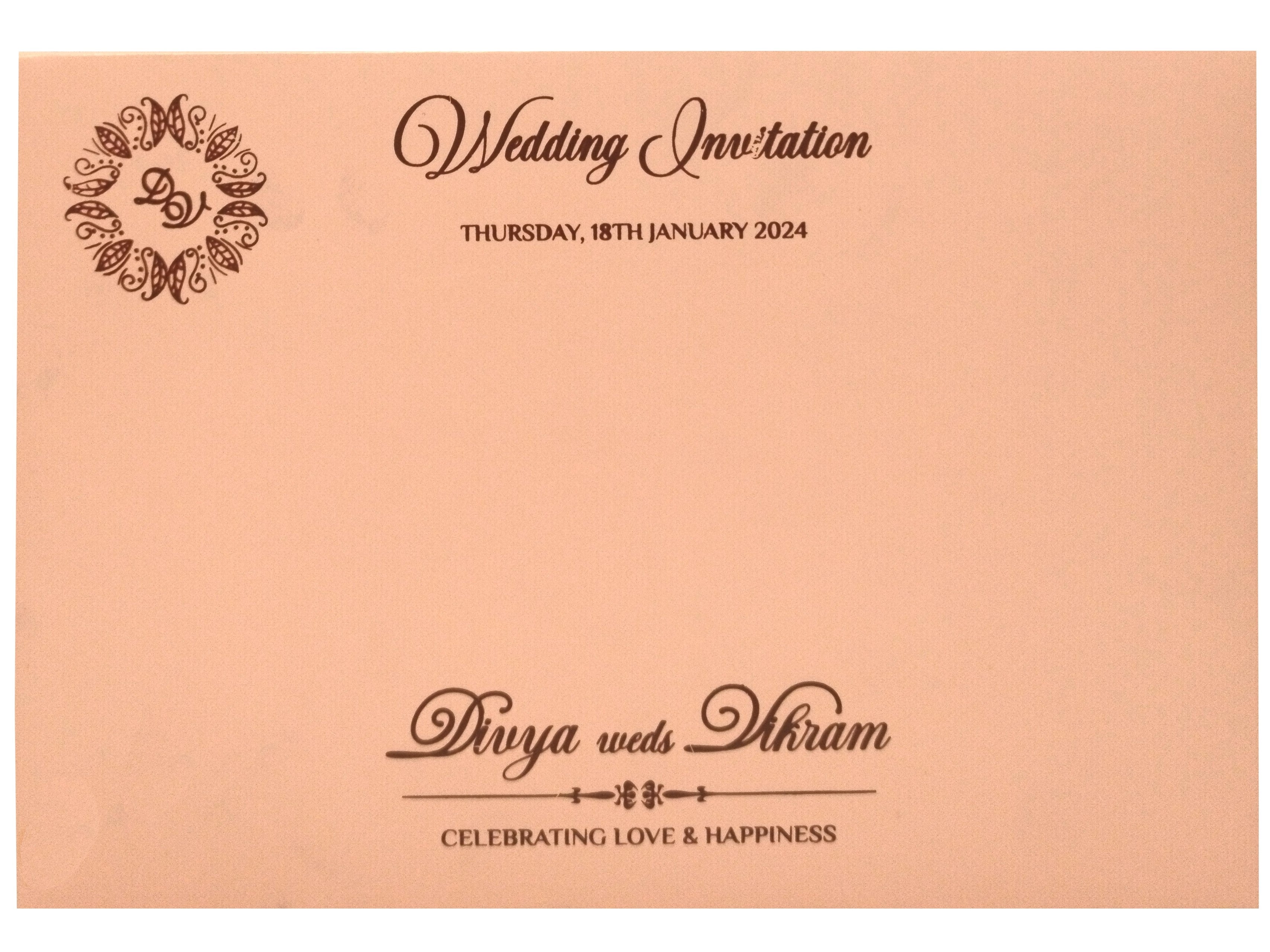 Peach Stiff Board Padded Invitation-KNPR3501P