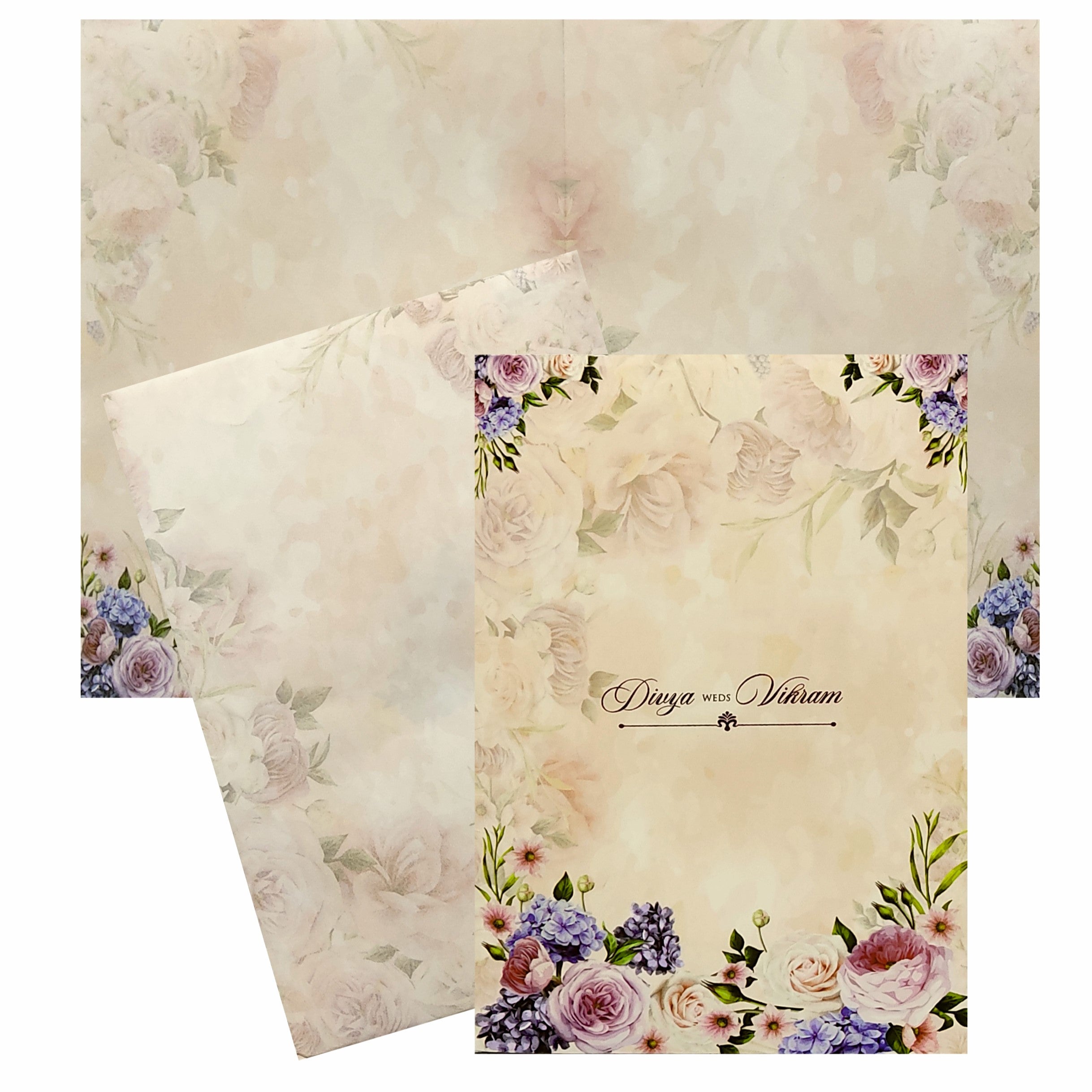 Pink Rose Floral Wedding Card-KNPP683P