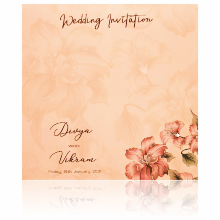 Pink laser cut Floral Stiff Board Wedding Card-KNKA8050