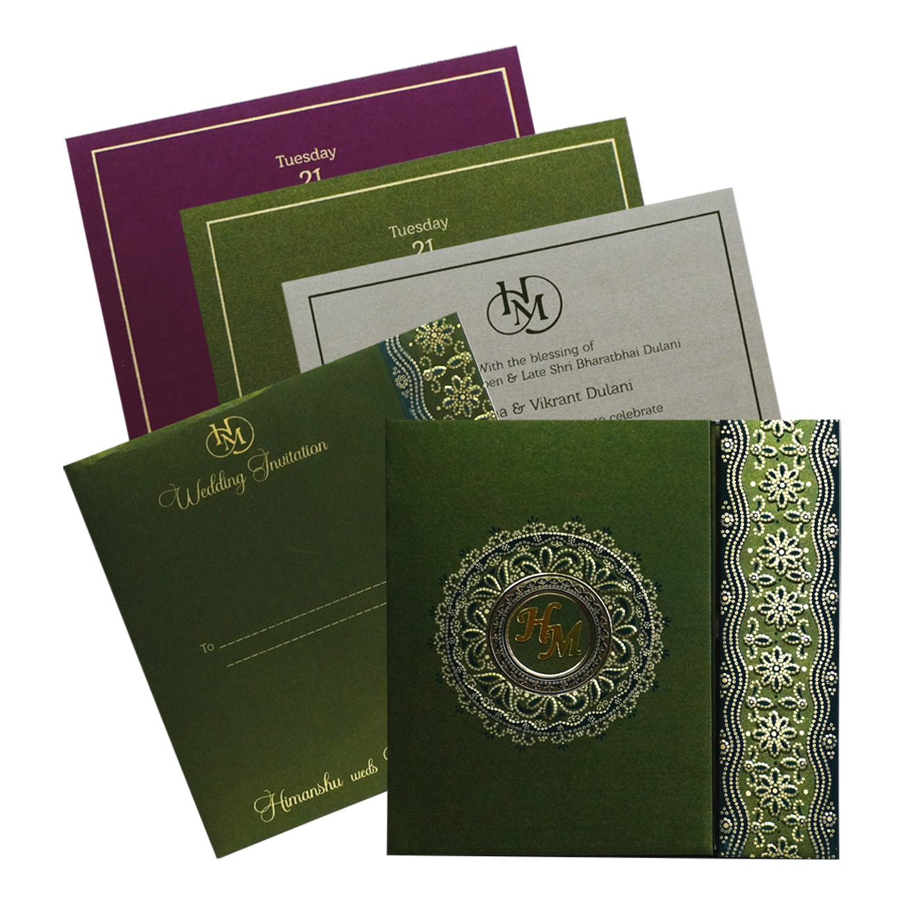 Make your event special with our exclusive Elegant Green Wedding Card Order now! ?WhatsApp Support ?Express Delivery.