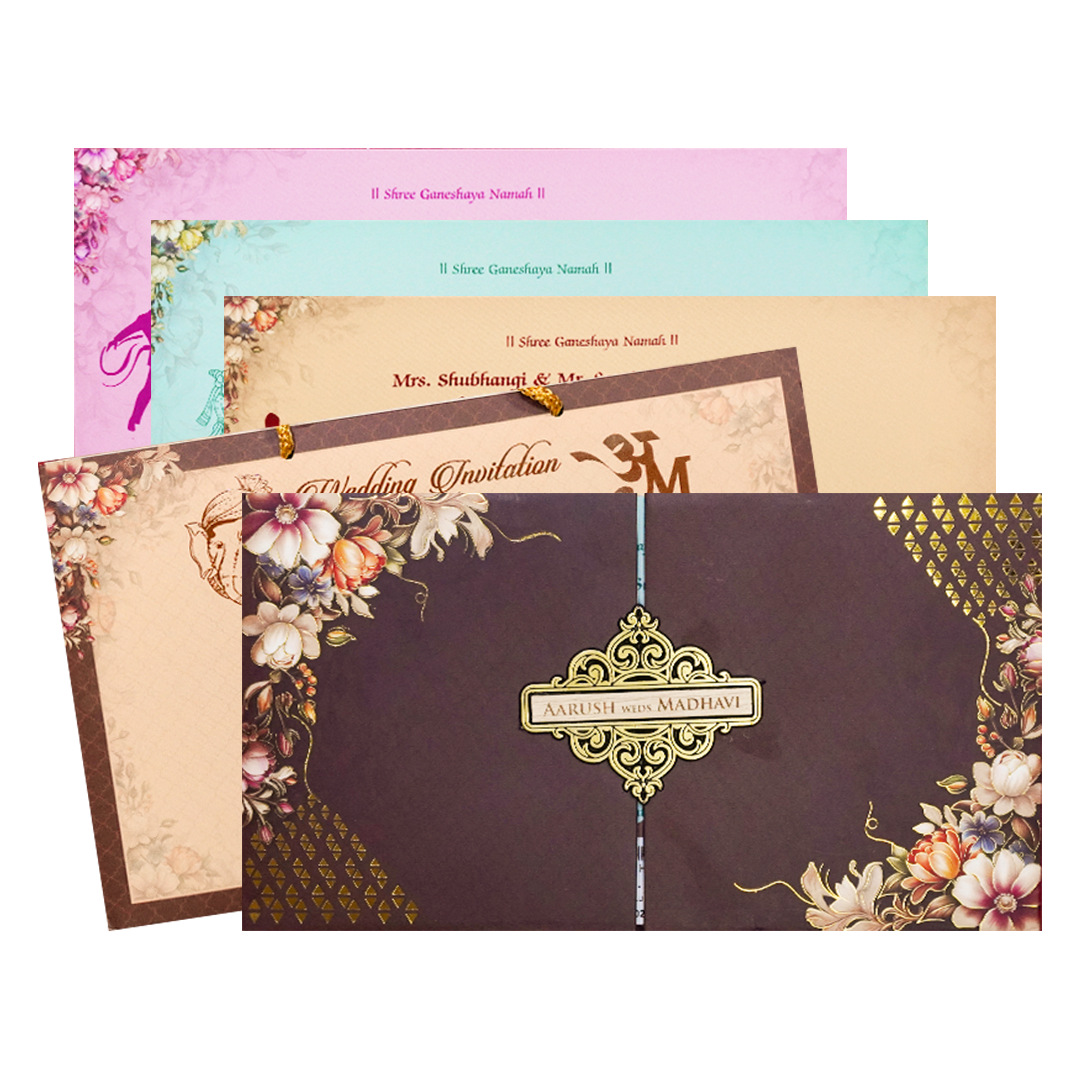 Check out Brown Floral Padded Wedding Card at best price. ✅WhatsApp Support ✅Express Delivery