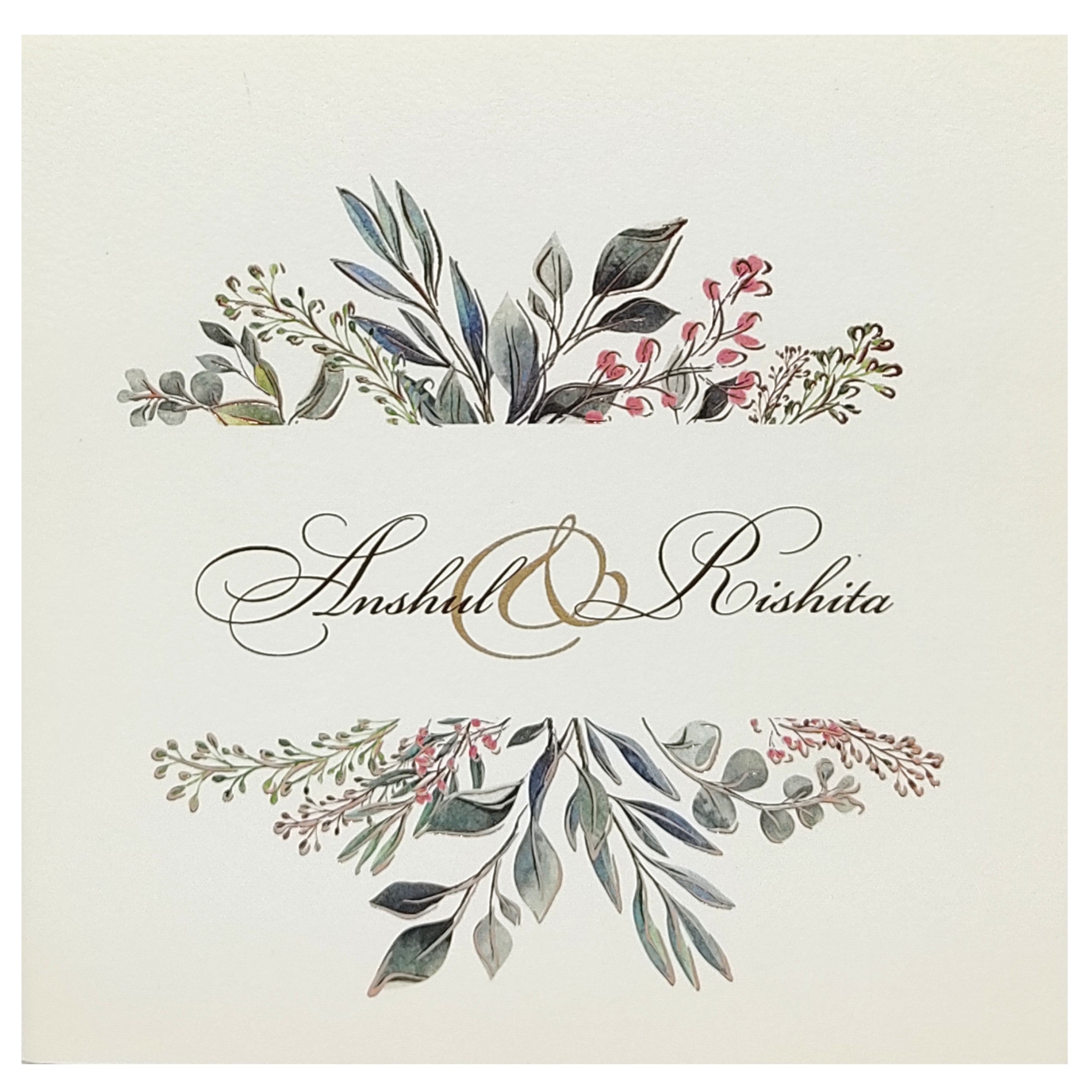 Grey Floral Invitation Card-KRC27010