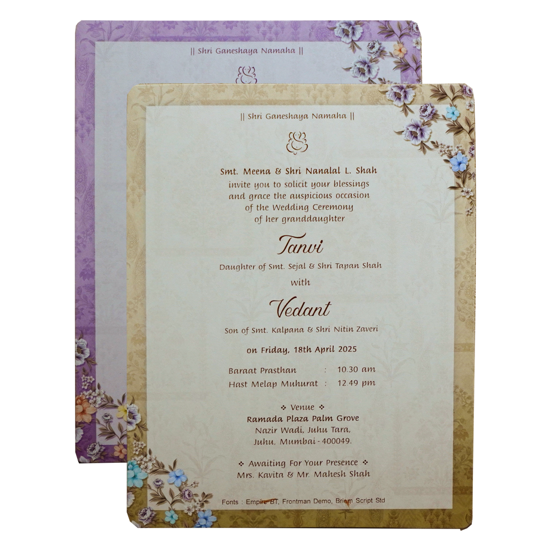 Blue Floral Box Invitation Card-KRC30540