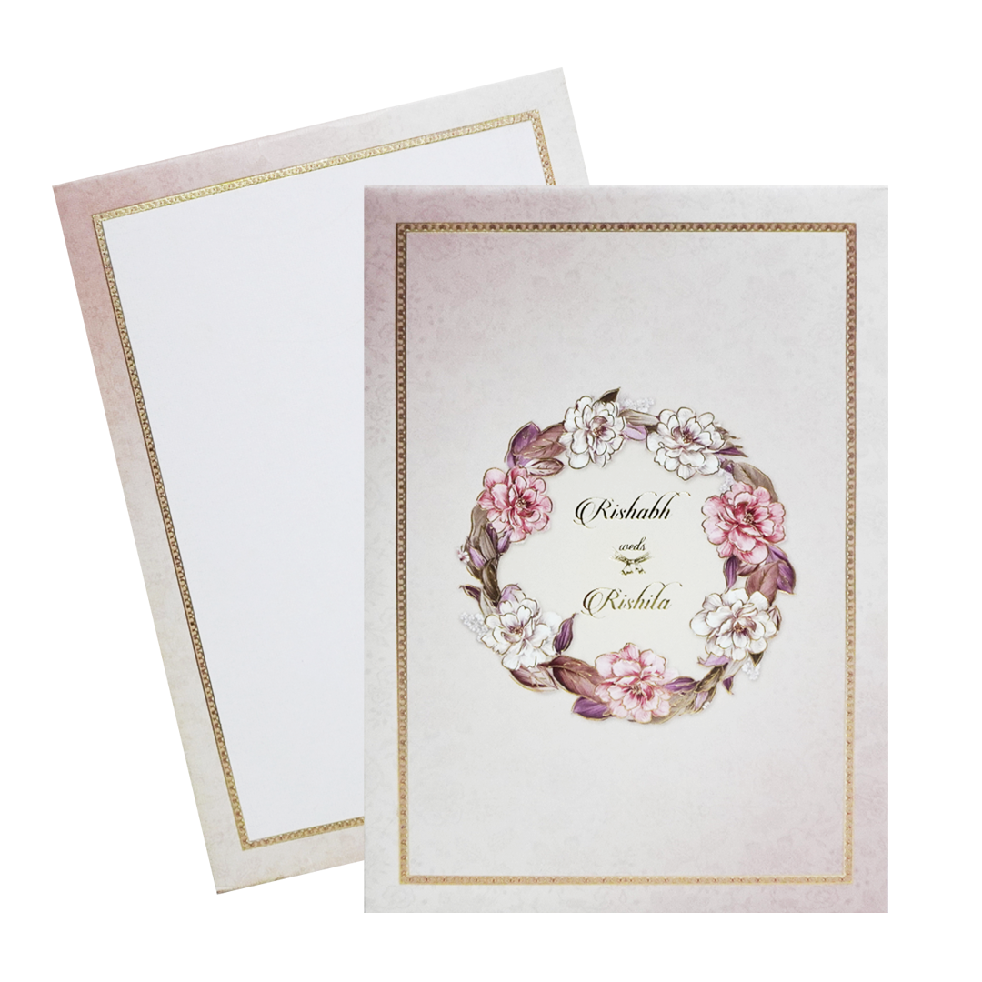 Chic Pink Padded Wedding Card-KAC05260