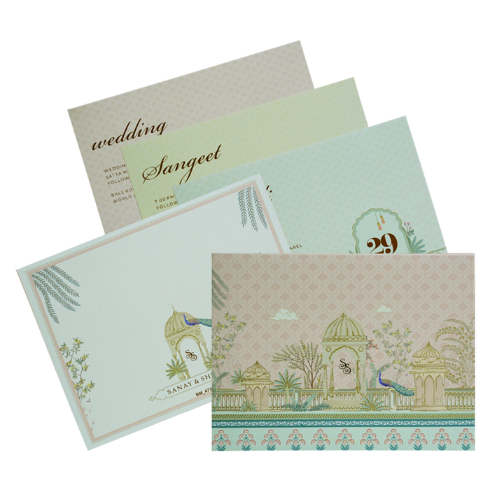 Peach Flower Padded Wedding Card Design-King of Cards