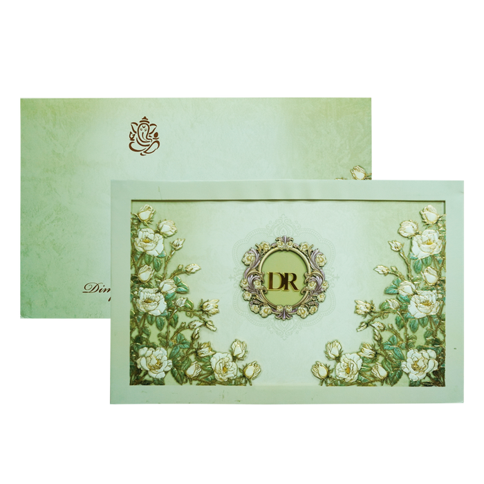 Olive Green Laser cut Premium Invitation-King of Cards