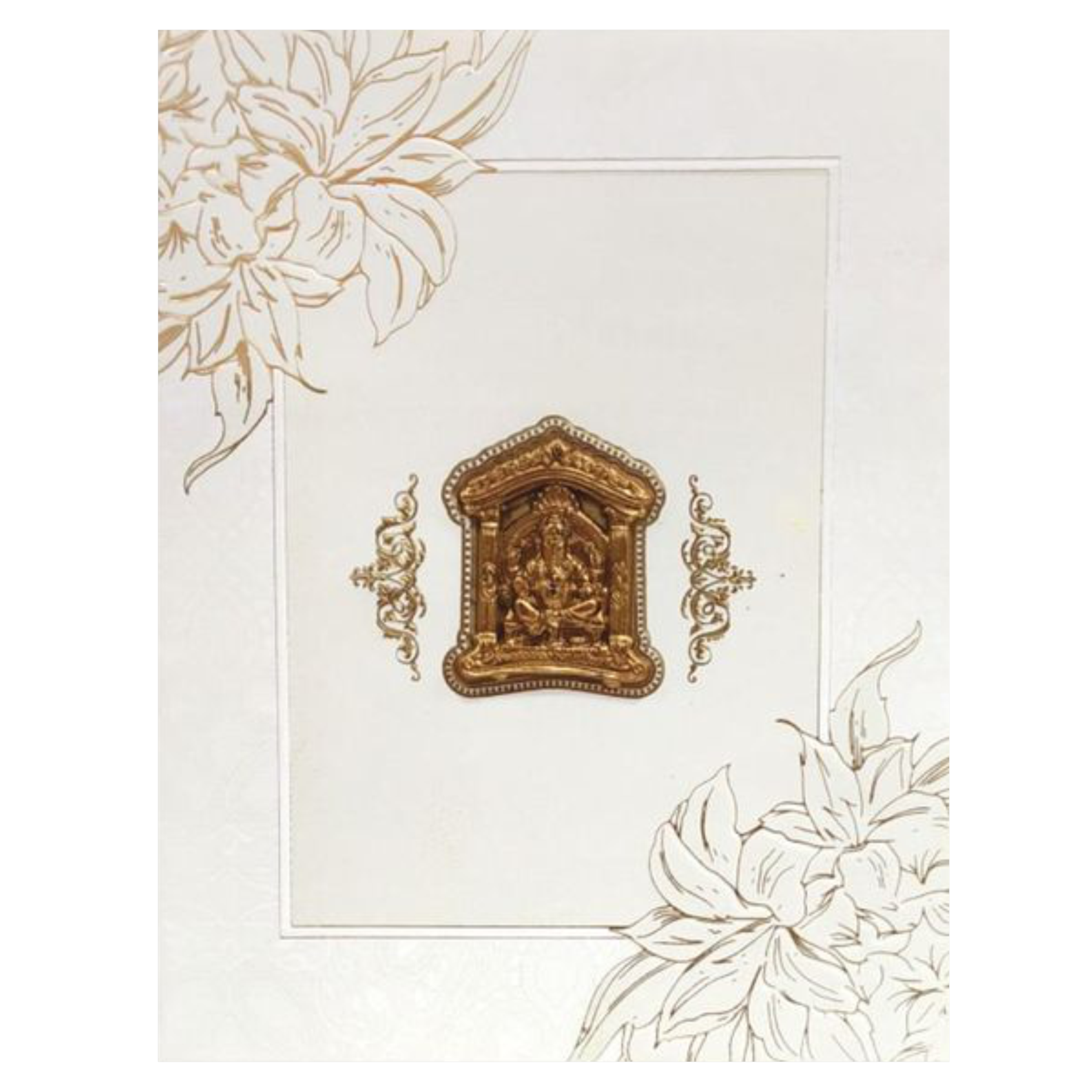 Dazzling Floral Design With White Shading Wedding Card - KNK3503