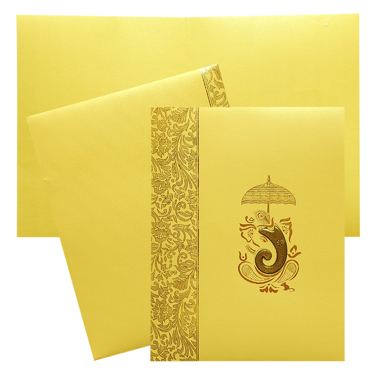 Gold Ganesha Wedding Card-KNKT5014