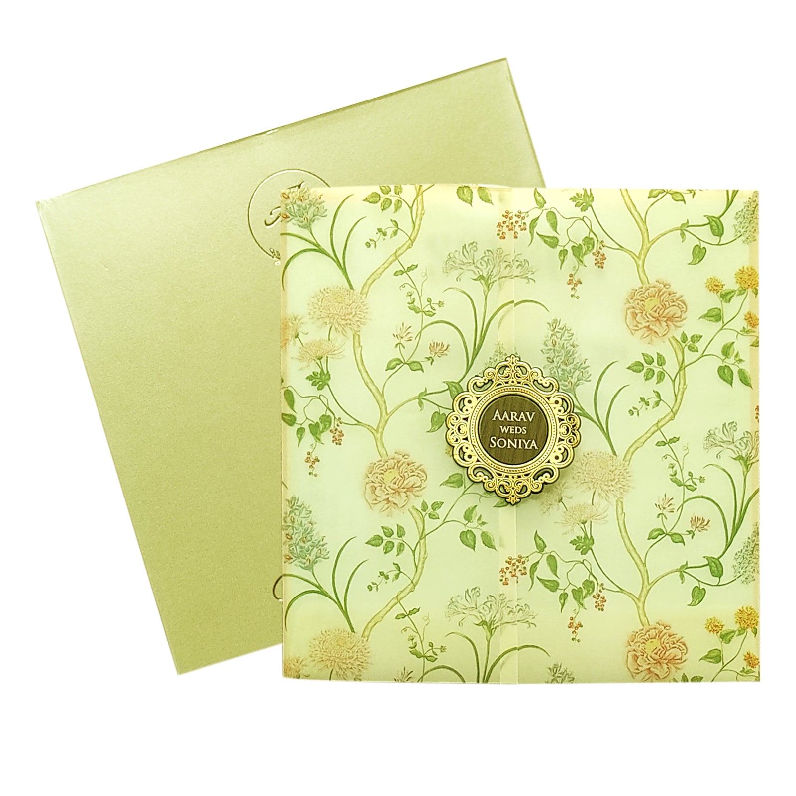 Cream Tracing Invitation Card-KRC29170