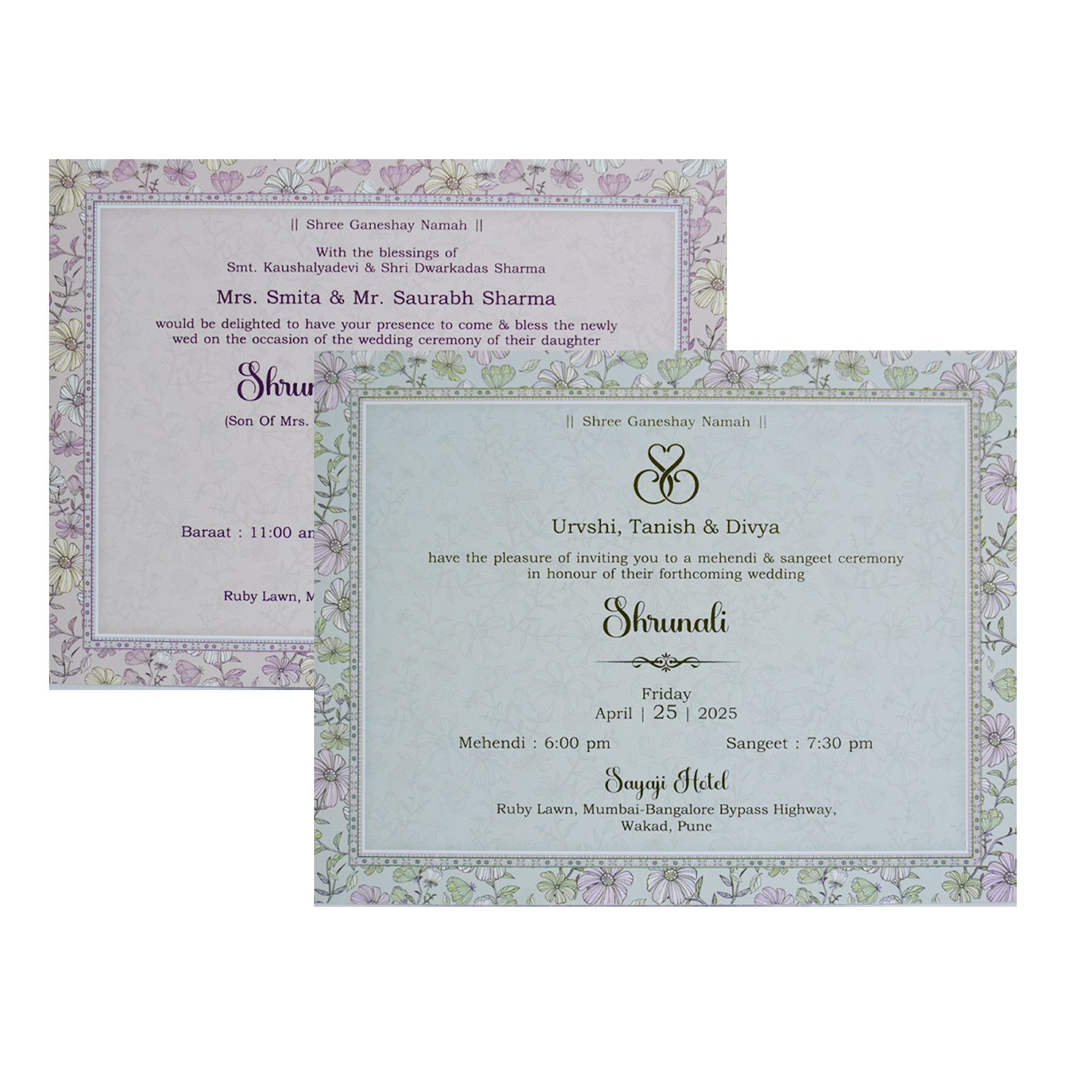 Grey Floral Padded Invitation-KSI12190