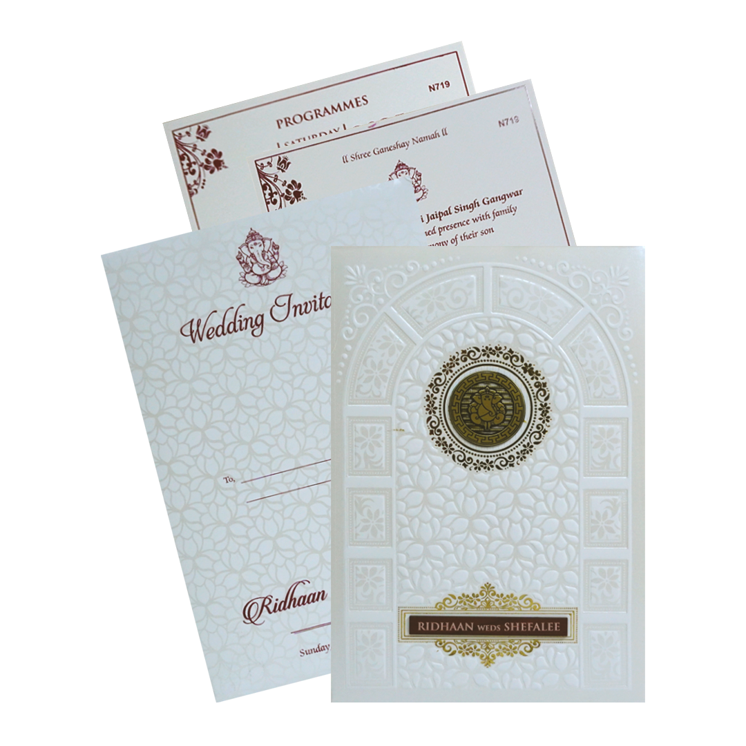 White Floral Invitation Card-KVN07190