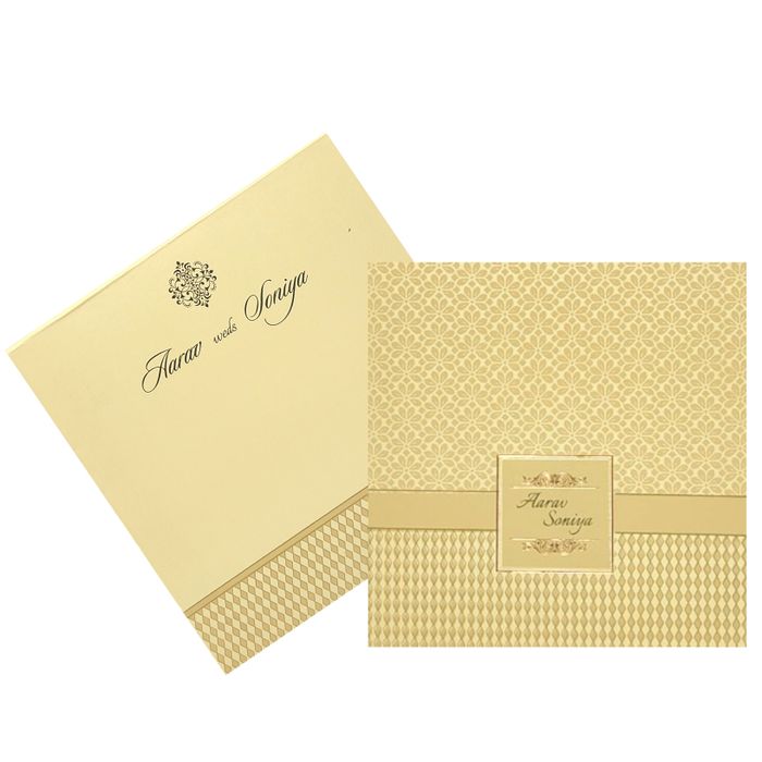 Beige Embossed Invitation Card-King of Cards