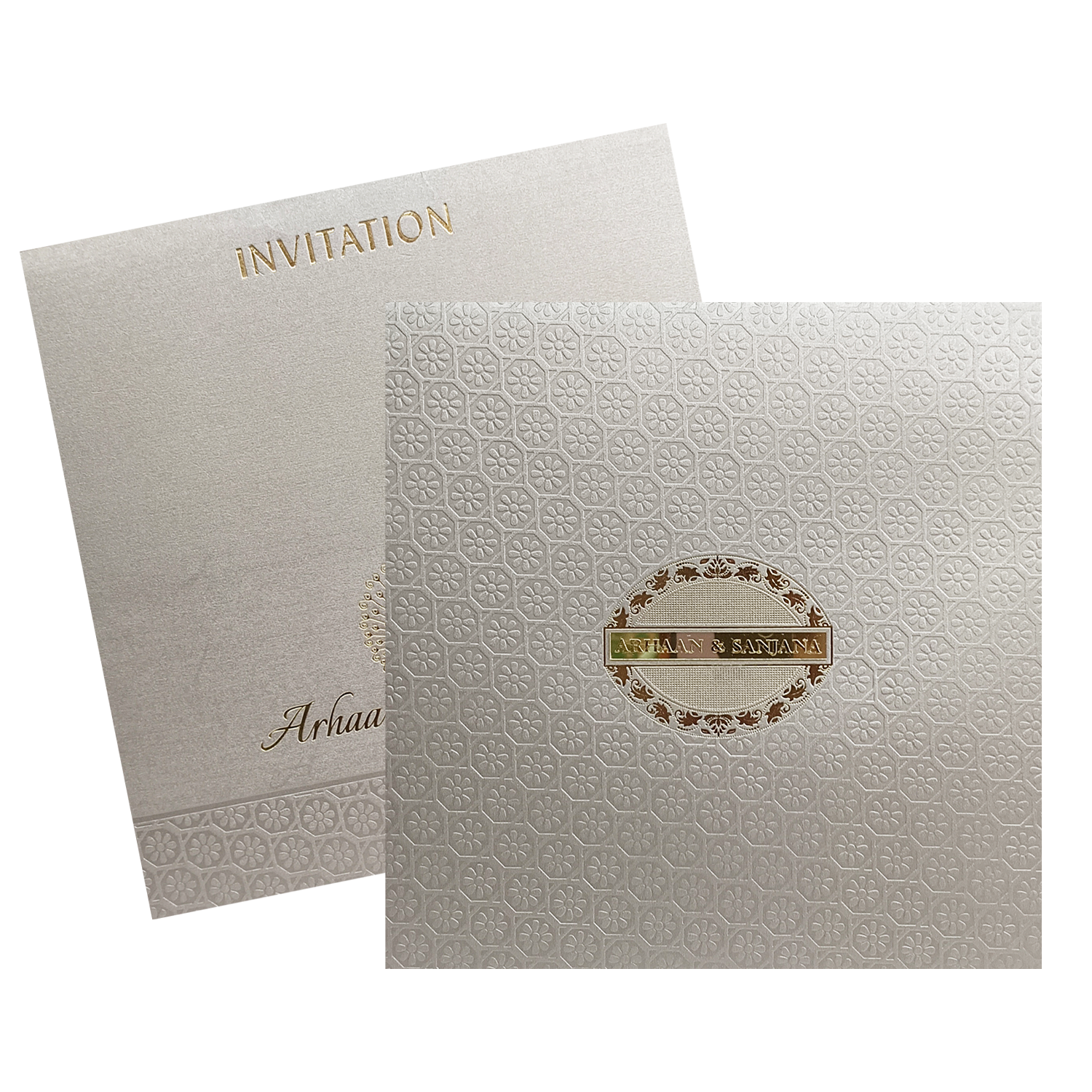Metallic Brown Padded Invitation-KRC30581