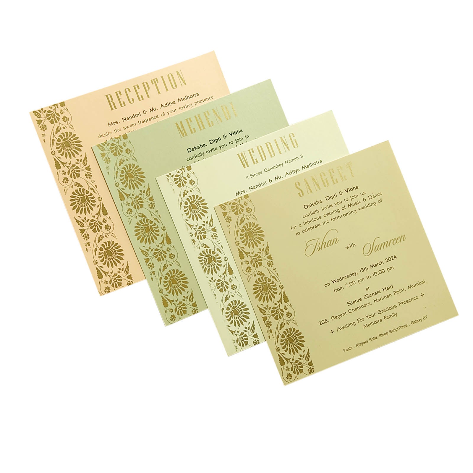 Cream Padded Floral Invitation Card-King of Cards