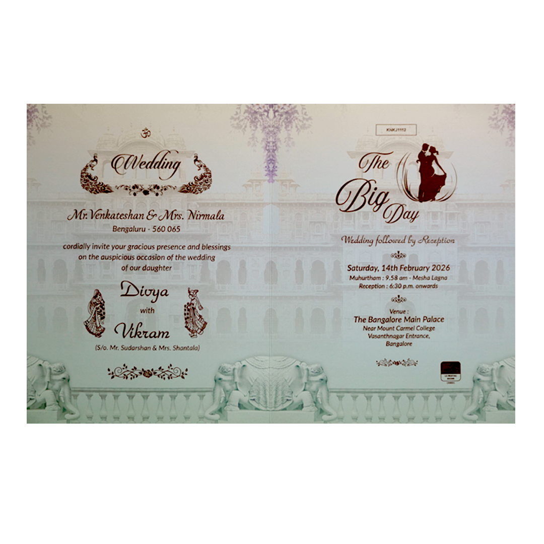 Blue Padded Royal Wedding Card-King of Cards